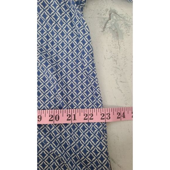 Joe Fresh Large Peasant Top Blue Roll Tab Sleeve Button Down Blouse - Picture 4 of 7